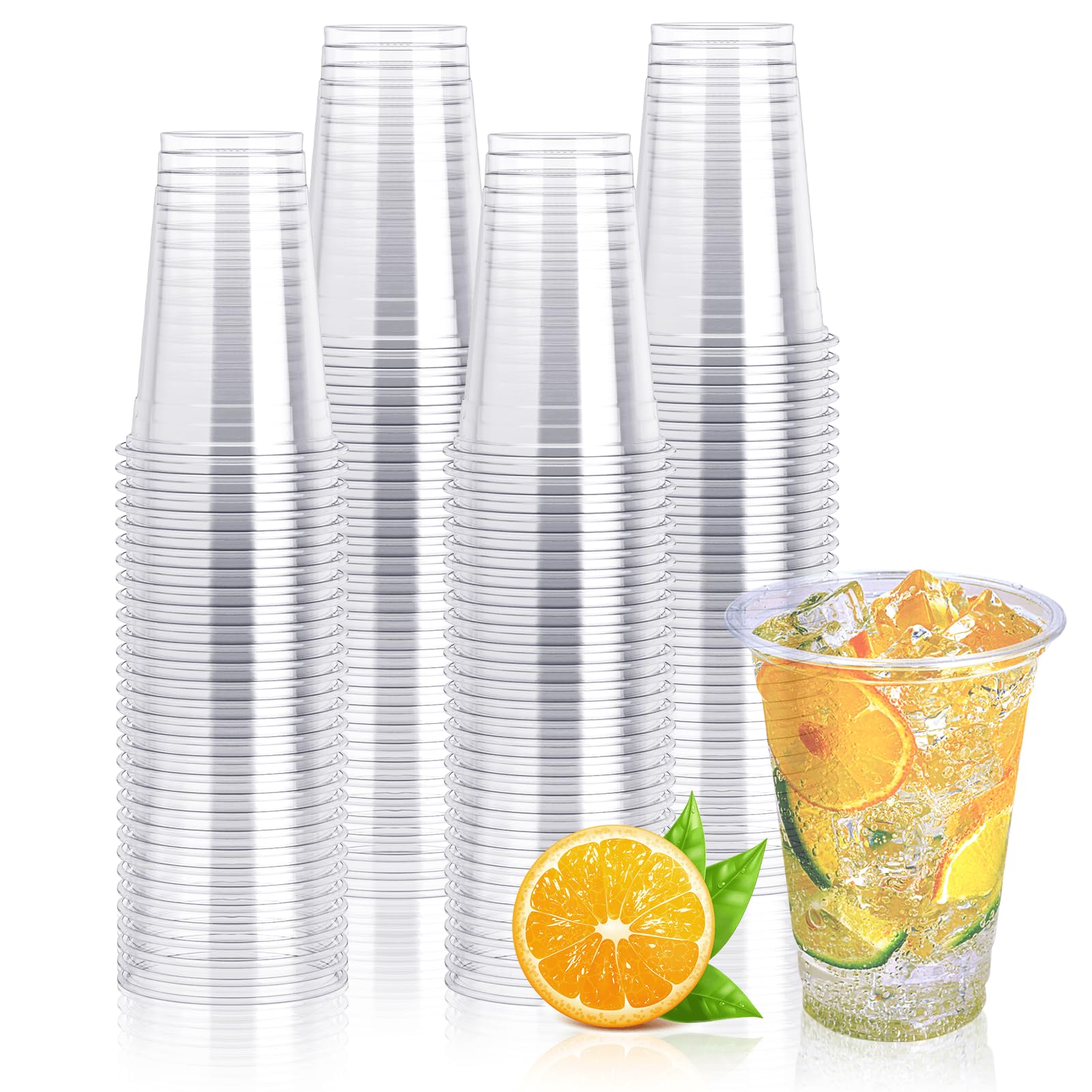 Lilymicky [200 Pack -10 oz] Clear Plastic Cups, PET Disposable Drinking Cups, Wine Party Cups, Perfect for Birthday Parties, Weddings, Christmas Day