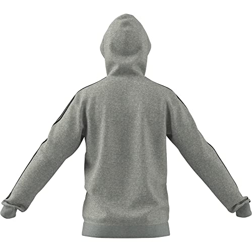 adidas Men's Size Essentials Fleece 3-Stripes Full-Zip Hoodie, Medium Grey Heather, XX-Large/Tall