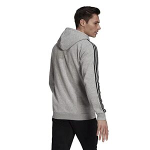 adidas Men's Size Essentials Fleece 3-Stripes Full-Zip Hoodie, Medium Grey Heather, XX-Large/Tall