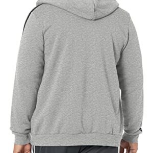 adidas Men's Size Essentials Fleece 3-Stripes Full-Zip Hoodie, Medium Grey Heather, XX-Large/Tall