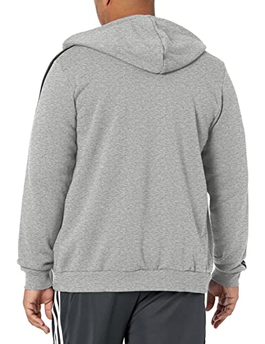 adidas Men's Size Essentials Fleece 3-Stripes Full-Zip Hoodie, Medium Grey Heather, XX-Large/Tall