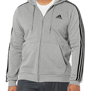 adidas Men's Size Essentials Fleece 3-Stripes Full-Zip Hoodie, Medium Grey Heather, XX-Large/Tall