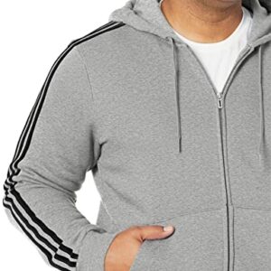 adidas Men's Size Essentials Fleece 3-Stripes Full-Zip Hoodie, Medium Grey Heather, XX-Large/Tall