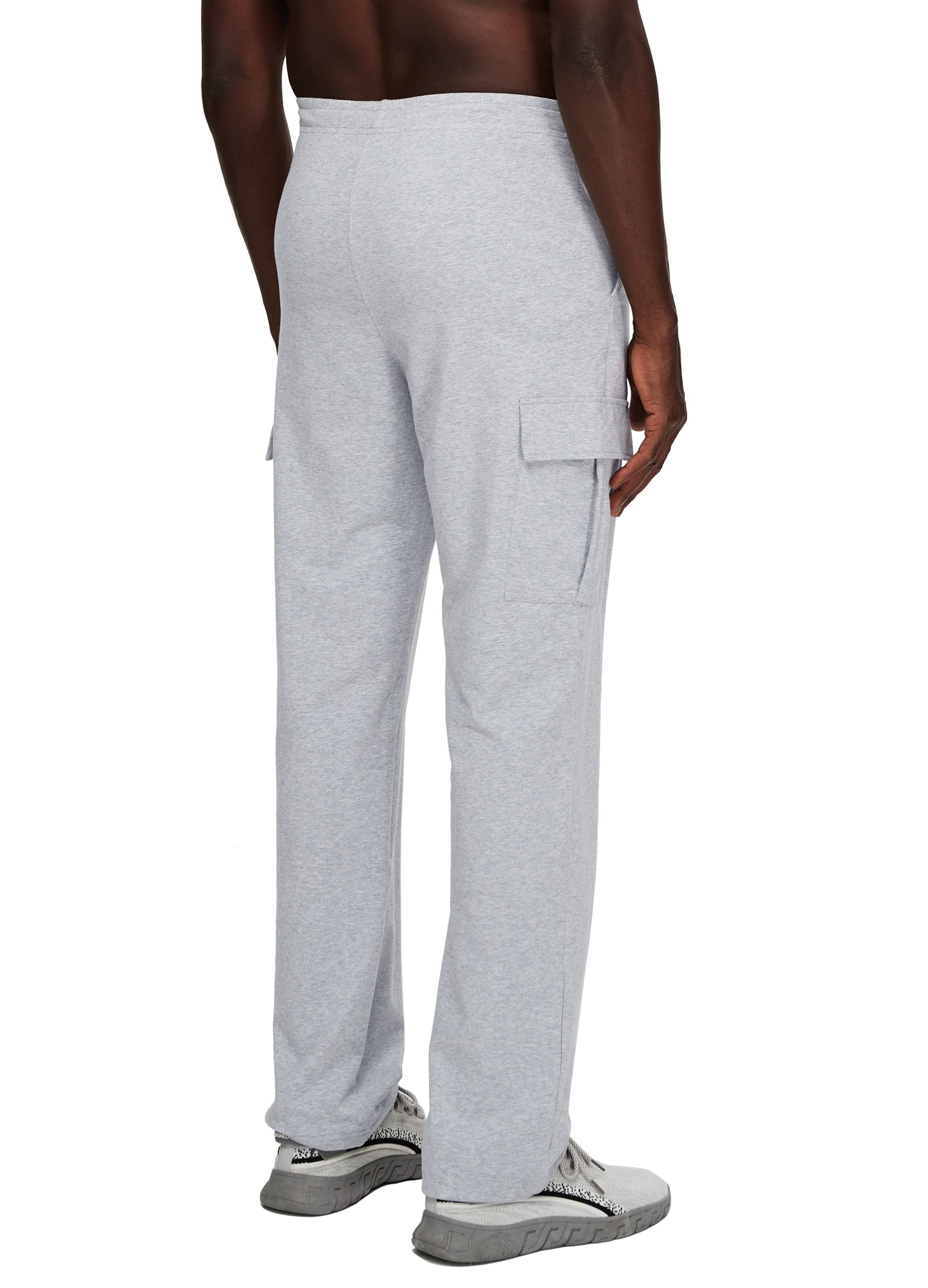 Willit Men's Cotton Yoga Sweatpants Athletic Lounge Pants Cargo Open Bottom Joggers Straight Leg Casual with Pockets Light Gray XL