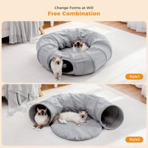 PAWZ Road Cat Tunnel Bed with Central Mat and Peek Hole Cat Bed with Cat Toy Hanging Balls -Tunnel Bed