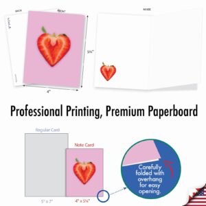 The Best Card Company - 20 Cute Boxed Cards (4 x 5.12 Inch) - Assorted Blank Set (10 Designs, 2 Each) - Fruit Hearts AM8992OCB-B2x10