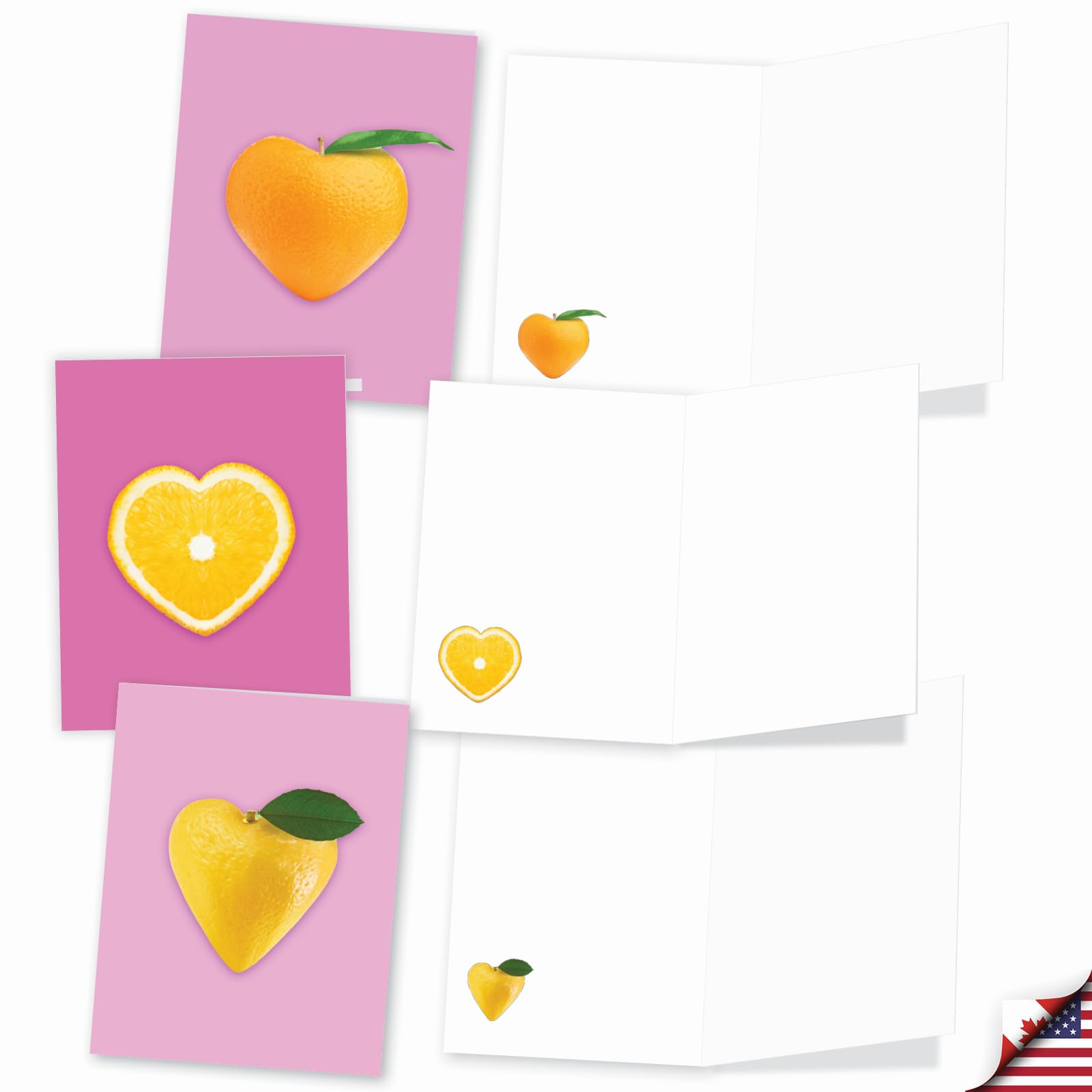 The Best Card Company - 20 Cute Boxed Cards (4 x 5.12 Inch) - Assorted Blank Set (10 Designs, 2 Each) - Fruit Hearts AM8992OCB-B2x10