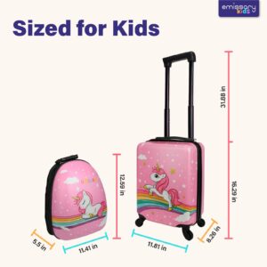 emissary Kids Luggage With Wheels For Girls, Unicorn Kids Luggage Set, Childrens Luggage For Girls With Wheels, Kids Suitcases With Wheels For Girls, Toddler Suitcase For Girls, Travel Luggage For Kid