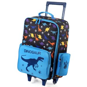 VASCHY Kids Luggage for Boys, Cute Rolling Travel Carry on Suitcase for Toddlers/Children with Wheels 18inch Dinosaur