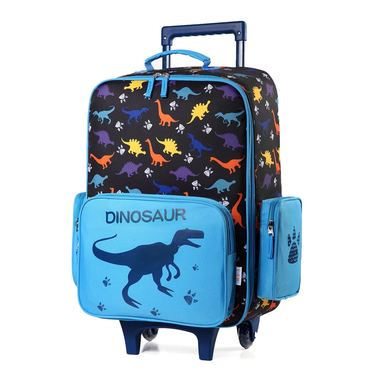 VASCHY Kids Luggage for Boys, Cute Rolling Travel Carry on Suitcase for Toddlers/Children with Wheels 18inch Dinosaur