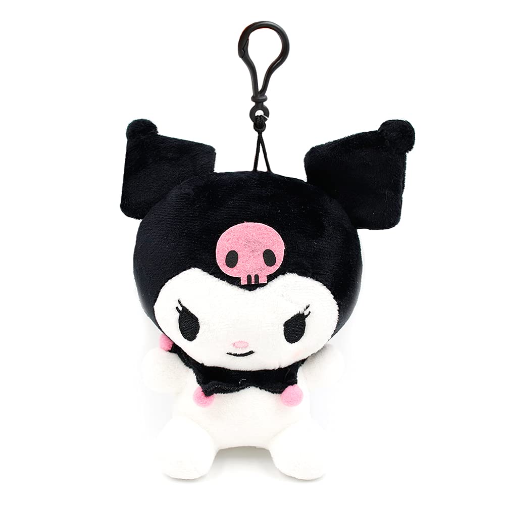 Hello Kitty Friends Character Plush Bag Clip Keychain Backpack Hanger 1PC (My Melody / Kuromi / Cinnamoroll / Pompompurin) (Kuromi), One Size