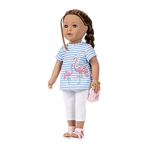 ADORA Amazon Exclusive Amazing Girls Collection, 18” Realistic Doll with Changeable Outfit and Movable Soft Body, Birthday Gift for Kids and Toddlers Ages 6+ - Ava with Summer Flamingo Outfit