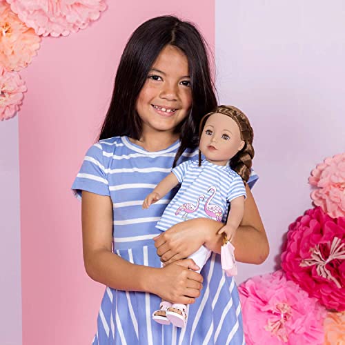 ADORA Amazon Exclusive Amazing Girls Collection, 18” Realistic Doll with Changeable Outfit and Movable Soft Body, Birthday Gift for Kids and Toddlers Ages 6+ - Ava with Summer Flamingo Outfit