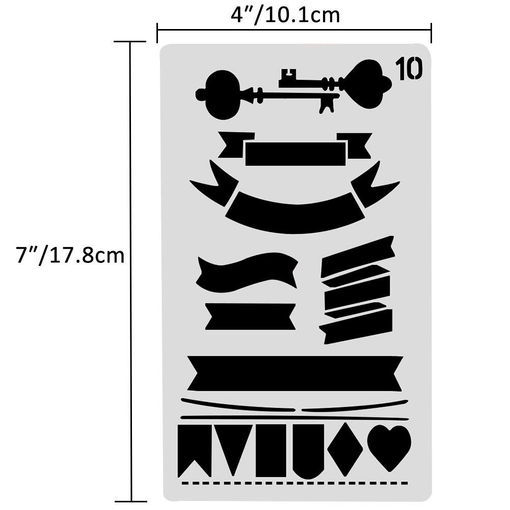 Journal Stencil 20 PCS Plastic Planner Stencils Set for Journal Notebook Diary Scrapbook DIY Drawing Card Template Journal Stencils, 4x7 Inch1