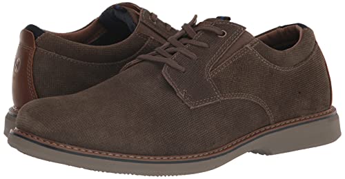 Nunn Bush Men's Otto Plain Toe Oxford Leather Lace Up with Lightweight Sole, Mocha, 11 Wide