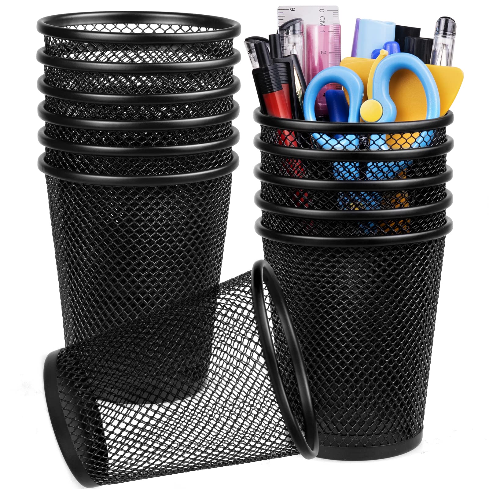 Gwybkq Pen Holder for Desk Mesh Pen Cups Metal Pencil Holder 12 Packs Desk Organizers and Storage