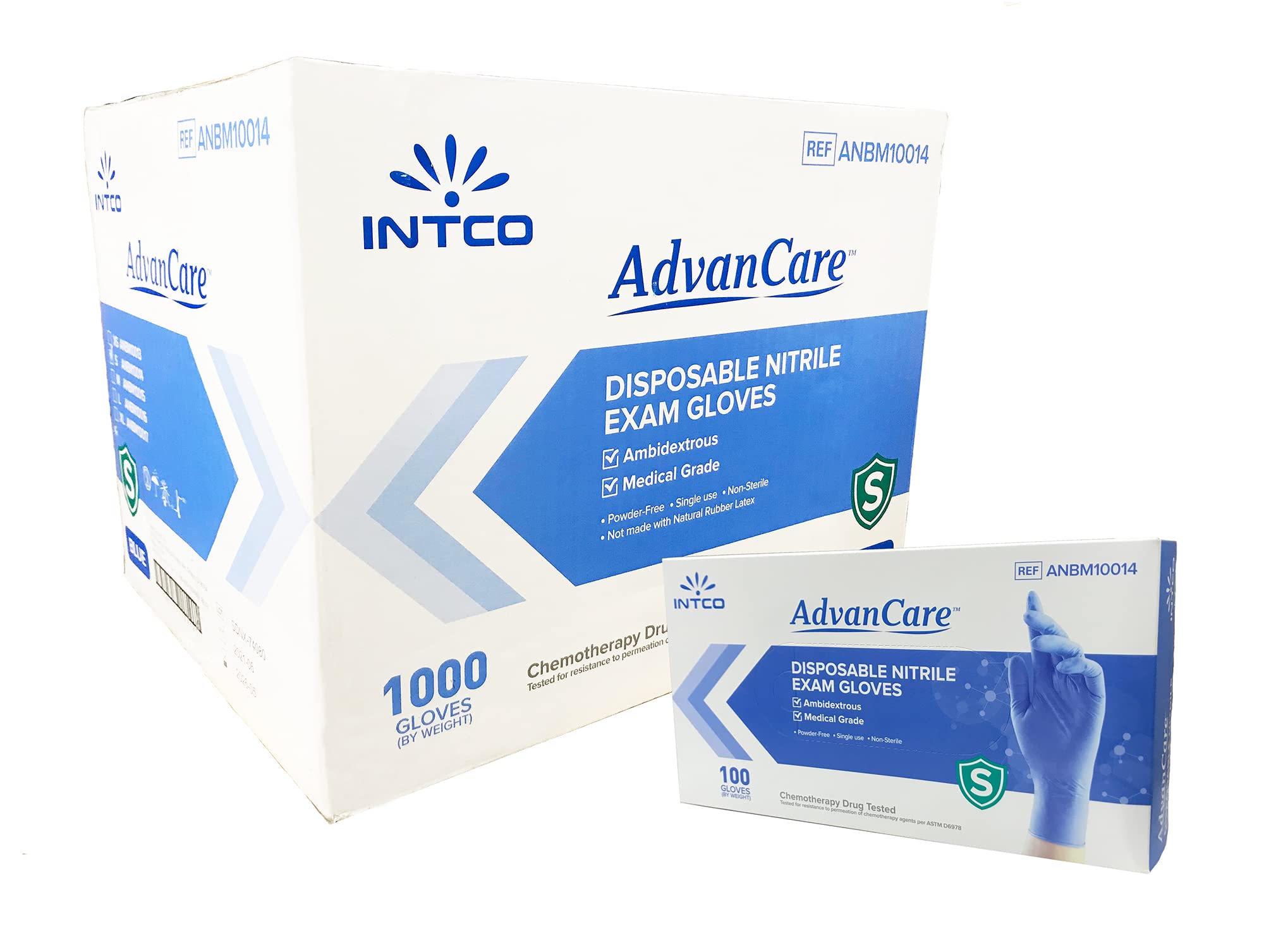 AdvanCare Disposable Nitrile Exam Gloves ANBM10014, Powder Free & Latex Free, Medical Grade (Blue, Small (10 Pack))