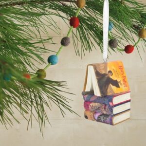 Hallmark Harry Potter Stacked Books with Wand Christmas Ornament,Resin, 2.23 x 2.75 x 2.28 inches, (0002HCM9130)