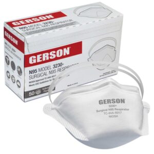 gerson 3230 face mask - niosh respirator masks for adults, 50 respirators/box (white)