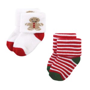 Hudson Baby Unisex Baby Cotton Rich Newborn and Terry Socks, 12 Days of Christmas, 6-12 Months