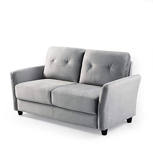 ZINUS Ricardo Velvet Loveseat Sofa / Easy, Tool-Free Assembly, Grey Velvet