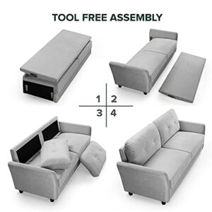 ZINUS Ricardo Velvet Loveseat Sofa / Easy, Tool-Free Assembly, Grey Velvet