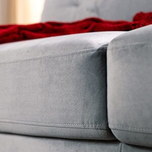 ZINUS Ricardo Velvet Loveseat Sofa / Easy, Tool-Free Assembly, Grey Velvet