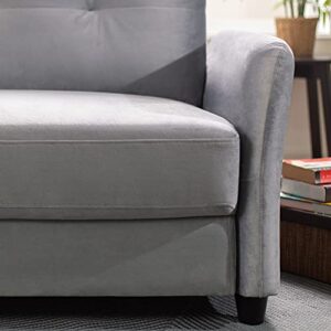 ZINUS Ricardo Velvet Loveseat Sofa / Easy, Tool-Free Assembly, Grey Velvet