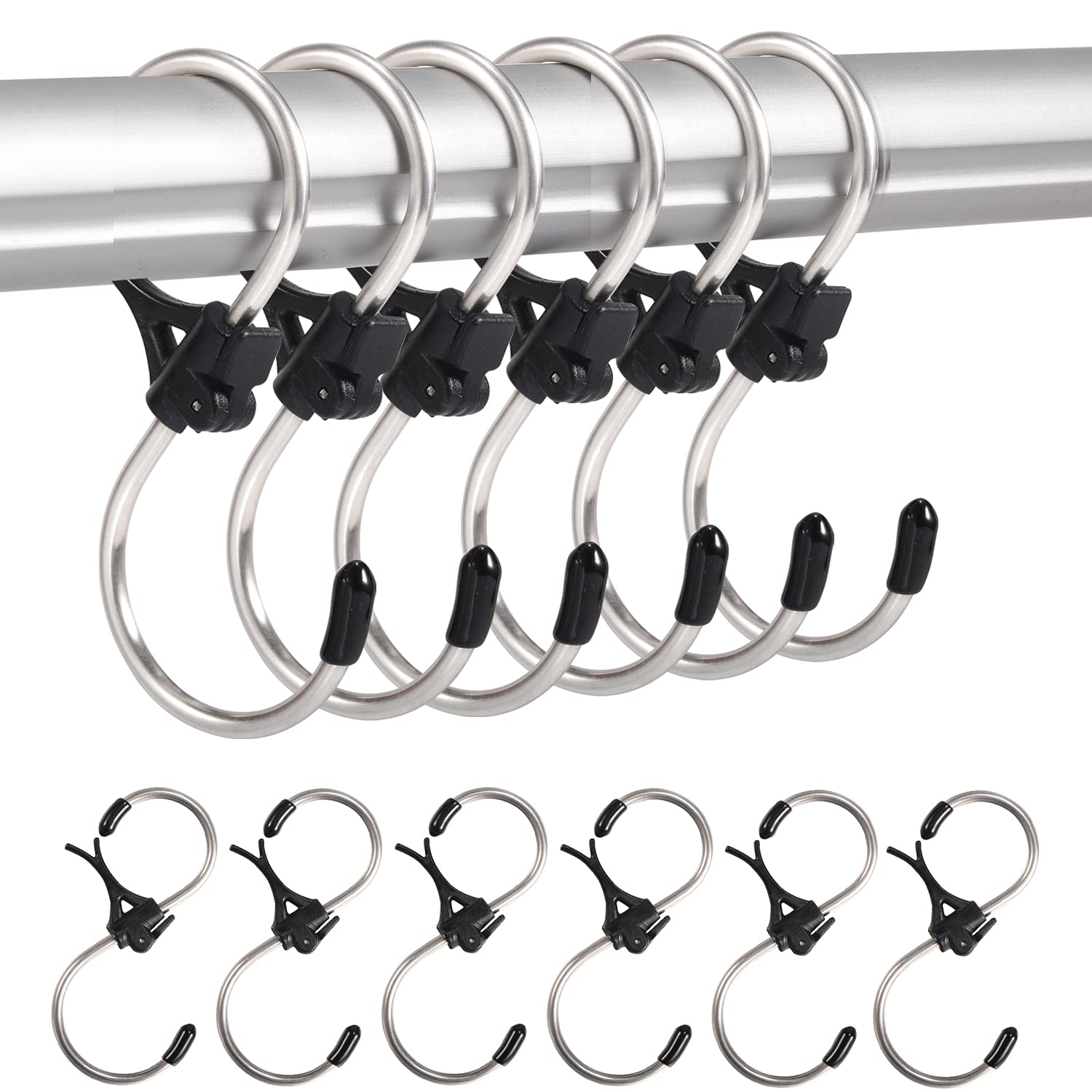 Yuiisenn 12PCS S Hooks for Hanging - Anti-Drop Stainless Steel Metal Hangers Hanging Hooks, for Kitchen, Work Shop, Bathroom, Garden - 2.5 inch, Small