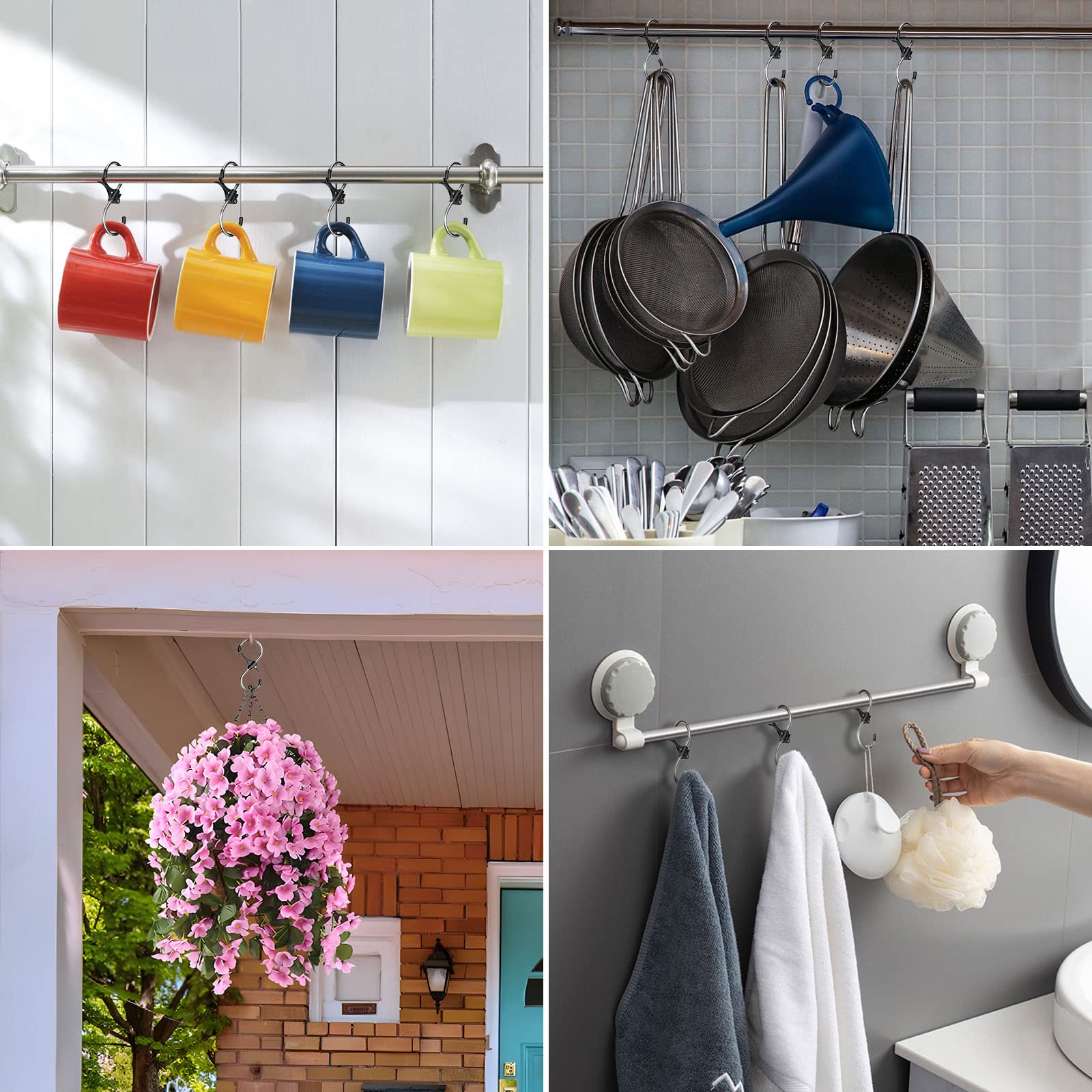 Yuiisenn 12PCS S Hooks for Hanging - Anti-Drop Stainless Steel Metal Hangers Hanging Hooks, for Kitchen, Work Shop, Bathroom, Garden - 2.5 inch, Small