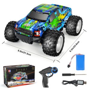 DOUBLE E Ford Raptor F150 Remote Control Car 20km/h 4WD RC Car with Rechargeable Battery Headlights High Speed Off Road Monster Trucks for Boys Girls Kids, Green