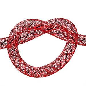 Red Iridescent Deco Mesh Tubing - 8mm x 15 Yards, Wreath, DIY, Arts & Crafts, Wedding, 4th of July, Bouquet, Bows, Fall, Christmas, Valentine's Day, President's Day, Memorial Day