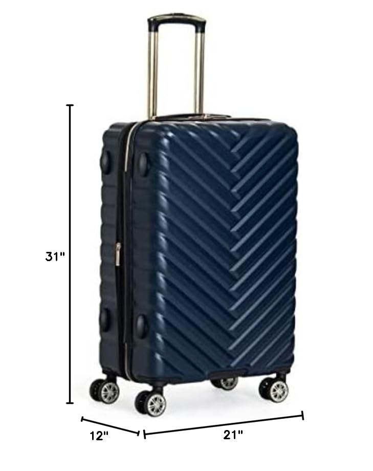 Kenneth Cole REACTION Madison Square Lightweight Hardside Chevron Expandable Spinner Luggage, Navy, 28-Inch Checked