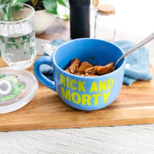 Silver Buffalo Rick and Morty Ceramic Soup Mug with a Vented Plastic Lid, 24 Ounces