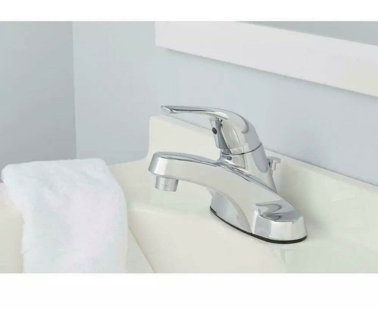 GLACIER BAY Aragon 1002 226 981 4" CENTERSET Low-ARC Bathroom Faucet/ Chrome Finish/ Exclusive ClickInstall Drain for Quick