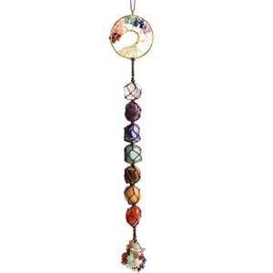 7 chakra stone healing crystal tree of life wall hanging home interior decoration，window decoration，yoga meditation