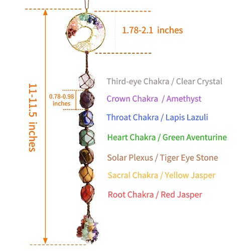 7 Chakra Stone Healing Crystal Tree of Life Wall Hanging Home Interior Decoration，Window Decoration，Yoga Meditation