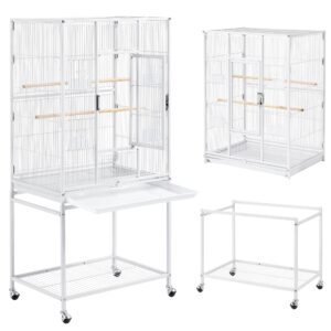 Yaheetech 54" Large Flight Bird Cage for Parrots Macaw Cockatiels Sun Parakeets Lovebird Green Cheek Conures African Grey Small Quaker Amazon Parrots with Rolling Stand, White