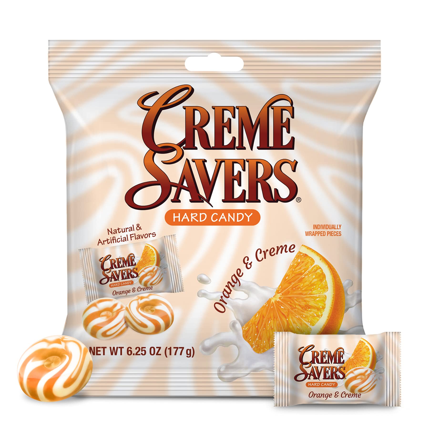 Creme Savers Orange and Creme Hard Candy | The Taste of Fresh Orange Swirled in Rich Cream | The Original Classic Creme Savers Brought To You By Iconic Candy | 6.25oz Bag