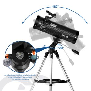 ESSLNB Astronomical Reflector Telescopes 114AZ Mount with Shutter Control and Steel Tripod 500mm Telescopes for Adults Astronomy Beginners with Phone Adapter 3X Barlow Lens and Moon Filter