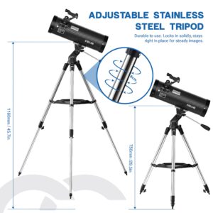 ESSLNB Astronomical Reflector Telescopes 114AZ Mount with Shutter Control and Steel Tripod 500mm Telescopes for Adults Astronomy Beginners with Phone Adapter 3X Barlow Lens and Moon Filter