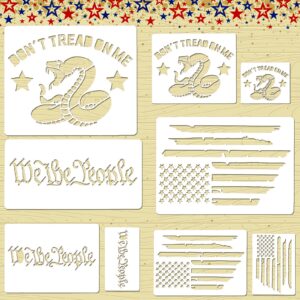 9 PCS American Flag Stencils We The People Stencil Don't Tread On Me Stencils Reusable Tracing Templates Tracing Stencils for Adults Stencils for DIY Card Albums Wall Floor Crafts Decors