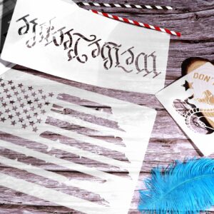 9 PCS American Flag Stencils We The People Stencil Don't Tread On Me Stencils Reusable Tracing Templates Tracing Stencils for Adults Stencils for DIY Card Albums Wall Floor Crafts Decors