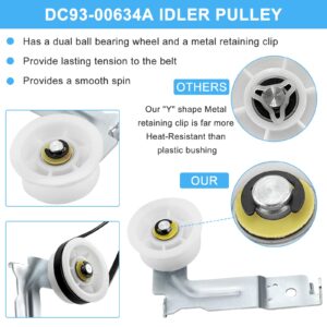 DV45H7000EW A2 DV42H5000EW A3 Parts Replacement for Samsung Dryer Roller Replacement Kit DC97-16782A Dryer Belt 6602-001655 Idler Pulley DC93-00634A Tension Spring for DV42H5200EW A3 DV48H7400EW A2