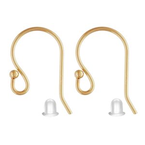 beadnova earring hooks 14k gold filled ball dot ear wire with rubber earring backs earwire for jewelry making earring supplies (4pcs ear wire and 4pcs earring backs, total 8pcs)