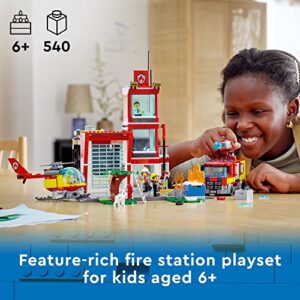 LEGO City Fire Station Set 60320 with Garage, Helicopter & Fire Engine Toys plus Firefighter Minifigures, Emergency Vehicles Playset, Gifts for Kids Age 6 Plus