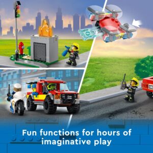 LEGO City Fire Rescue & Police Chase Building Set 60319 - Kid's Fire & Police Build, Featuring 3 Minifigures, Emergency Truck, Patrol Car, Motorcycle Toys, Gifts for Boys and Girls Age 5+ Years Old