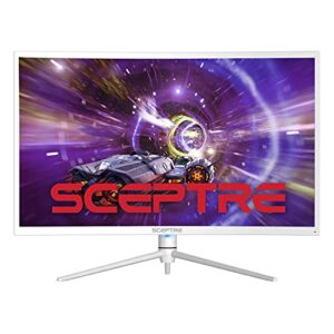 Sceptre Curved 32-inch QHD Gaming Monitor 2560 x 1440 up to 165Hz 144Hz 1ms HDR1000 99% sRGB, Light Sensor Height Adjustable DP HDMI USB Type C 3.1 Build-in Speakers Nebula White (C325B-QWN168W)