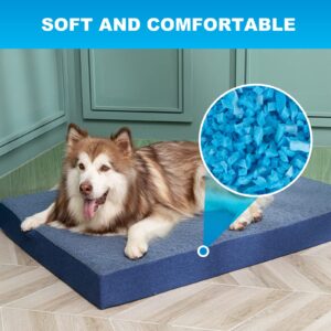 Molblly Bean Bag Filler Foam 5lbs Blue Premium Shredded Memory Foam Filling for Pillow Dog Beds Chairs Cushions and Arts Crafts, Added Gel Particles， Soft and Great for Stuffing（5 Pound 1-Pack）