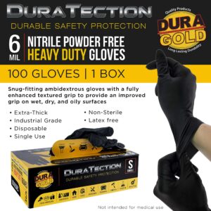 Dura-Gold HD Black Nitrile Disposable Gloves, Box of 100, Size Medium, 6 Mil - Latex Free, Powder Free, Textured Grip, Food Safe, Medium (Pack of 100)